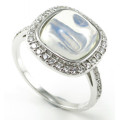 Anel de prata esterlina personalizada da forma 925 da forma da jóia de prata do projeto com anel de pedra de CZ R10558